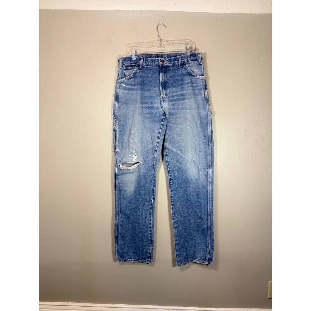 Dickies Carpenter Jeans Mens 32x29 Distressed Blue Denim Workwear Skater Grunge
